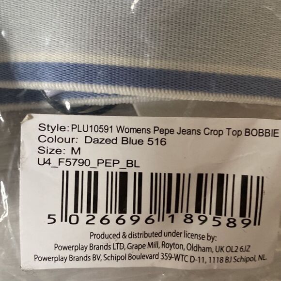 Pepe Jeans bobbie crop top bralette in dazed blue Size M in Blue NWT and in pack - Picture 6 of 7